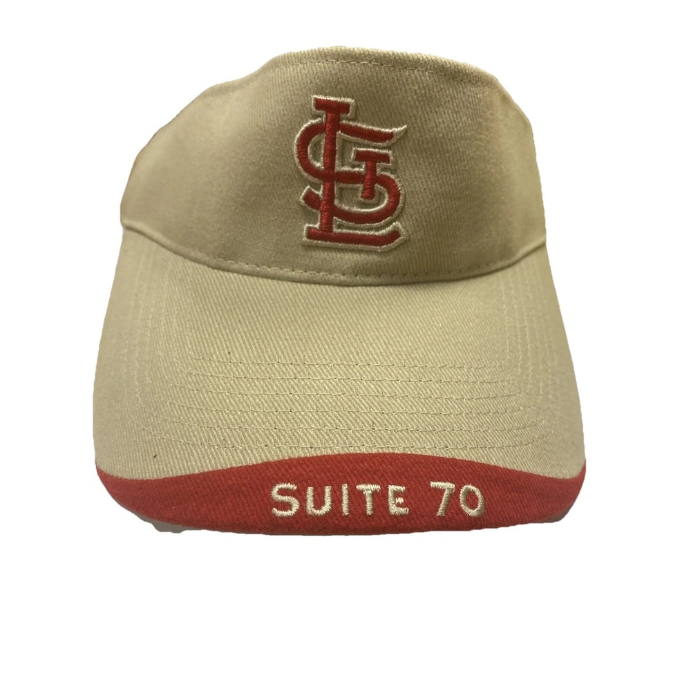 St Louis Cardinals Visor Hat Cap Strap Back Tan MLB Baseball Adjustable Suite 70